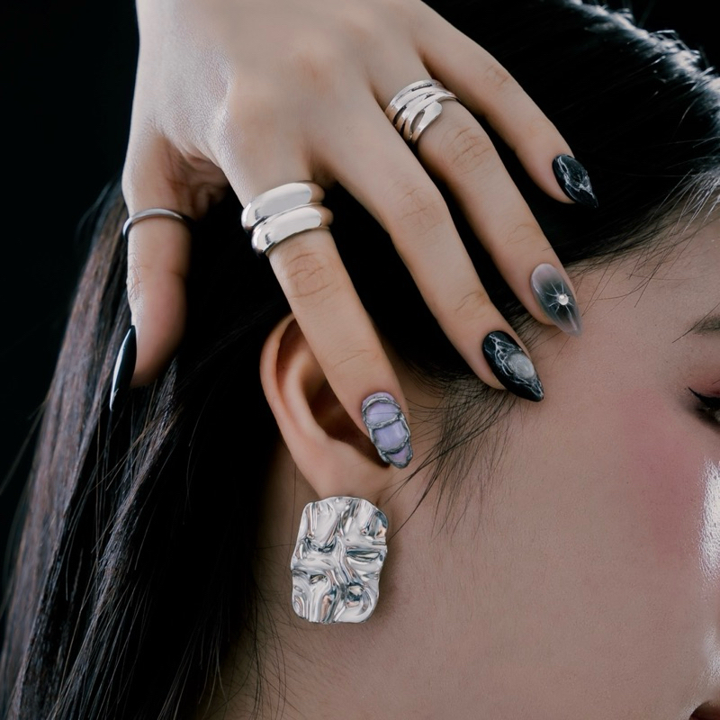 Louisë // Limited Edition Silver Foil Statement Earrings - Stainless Steel (Anti Karat)