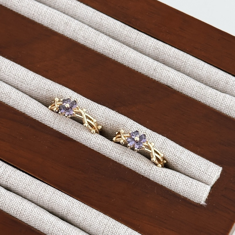 Louisë // Iris Flower Ring - 18k Gold Plated Stainless Steel w/ Cubic Zirconia (Anti Karat)
