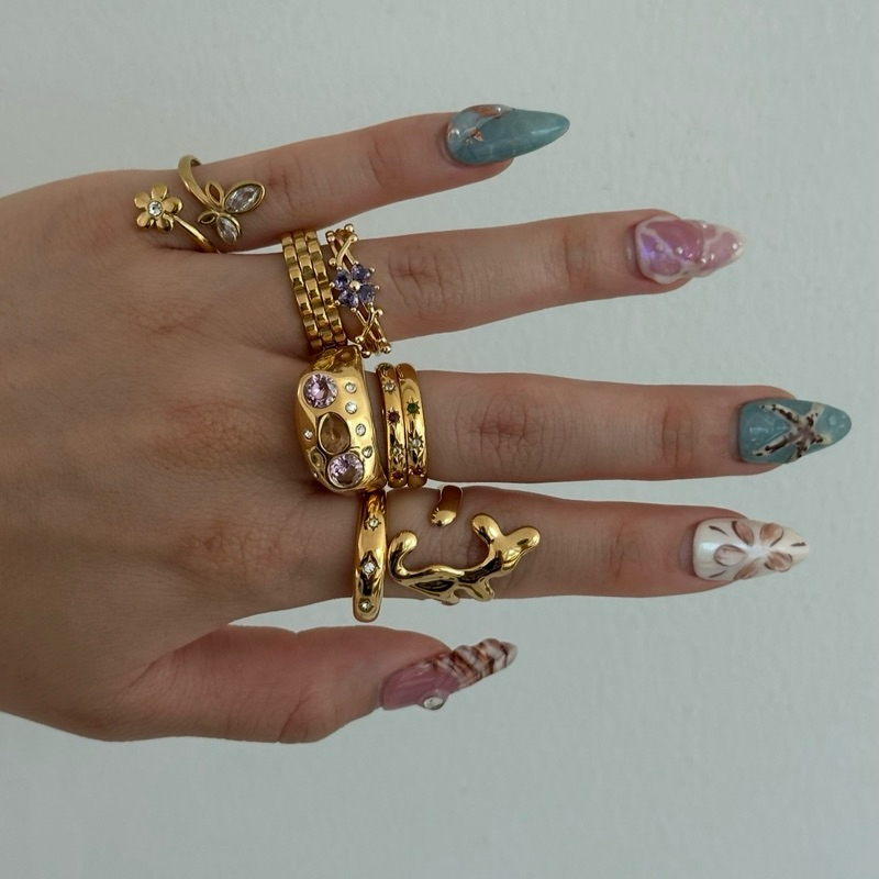 Louisë // Morning Dew Adjustable Statement Ring - 18k Gold Plated Statement Ring (Anti Karat)