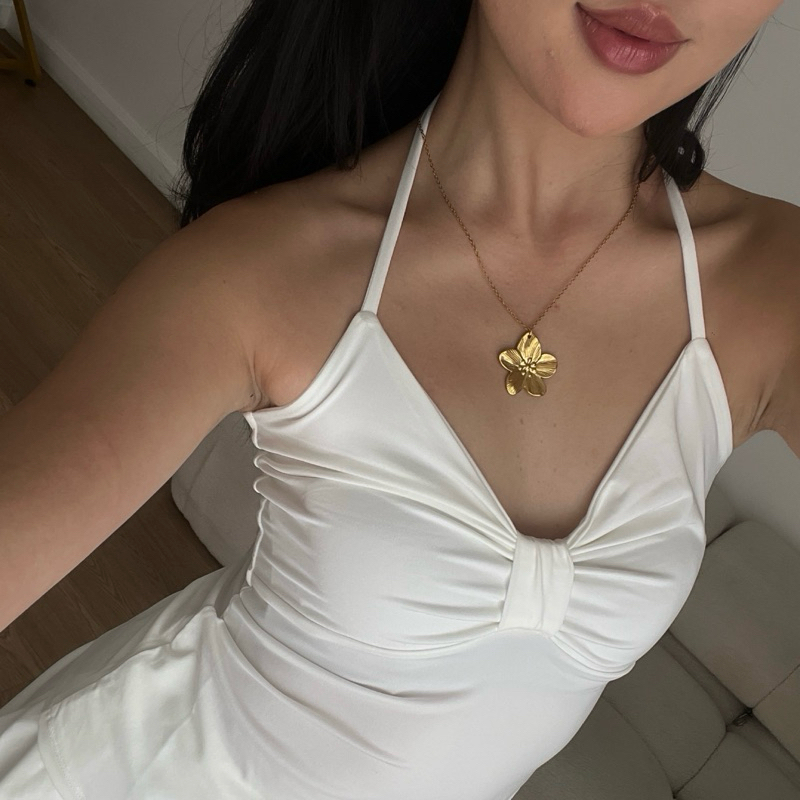 Louisë // Hibiscus Statement Necklace - 18k Gold Plated Stainless Steel (Anti Karat)