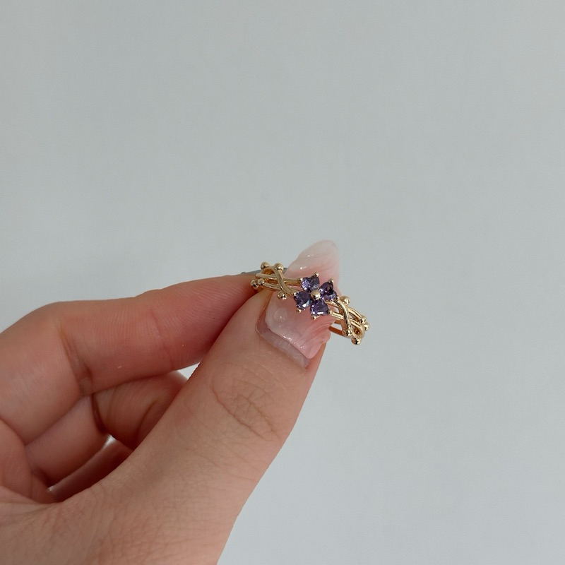 Louisë // Iris Flower Ring - 18k Gold Plated Stainless Steel w/ Cubic Zirconia (Anti Karat)