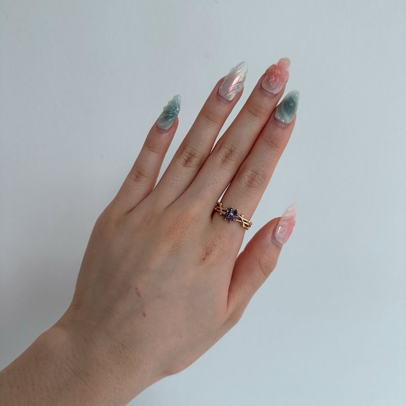 Louisë // Iris Flower Ring - 18k Gold Plated Stainless Steel w/ Cubic Zirconia (Anti Karat)