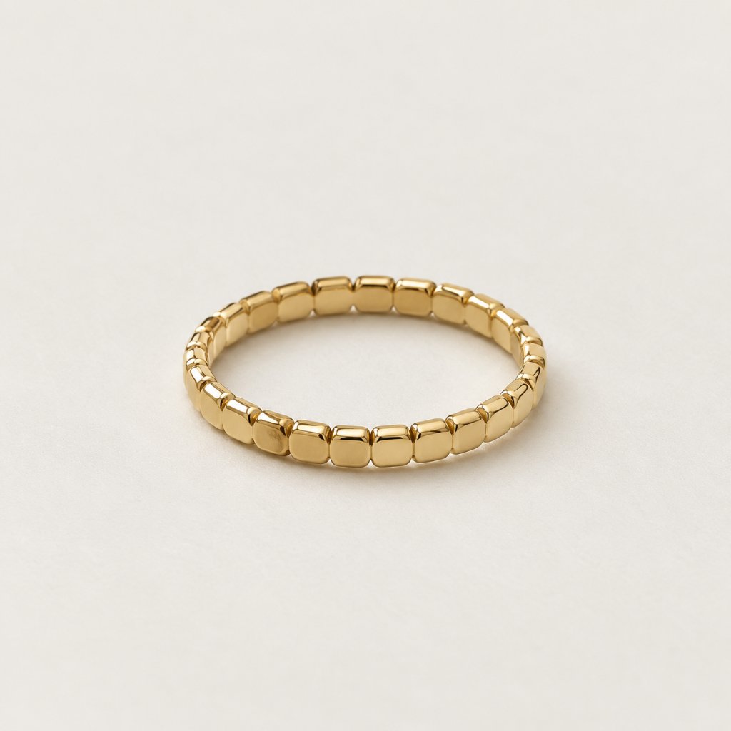 Louisë // Gold Tessera Ring - 18k Gold Plated Stainless Steel (Anti Karat)