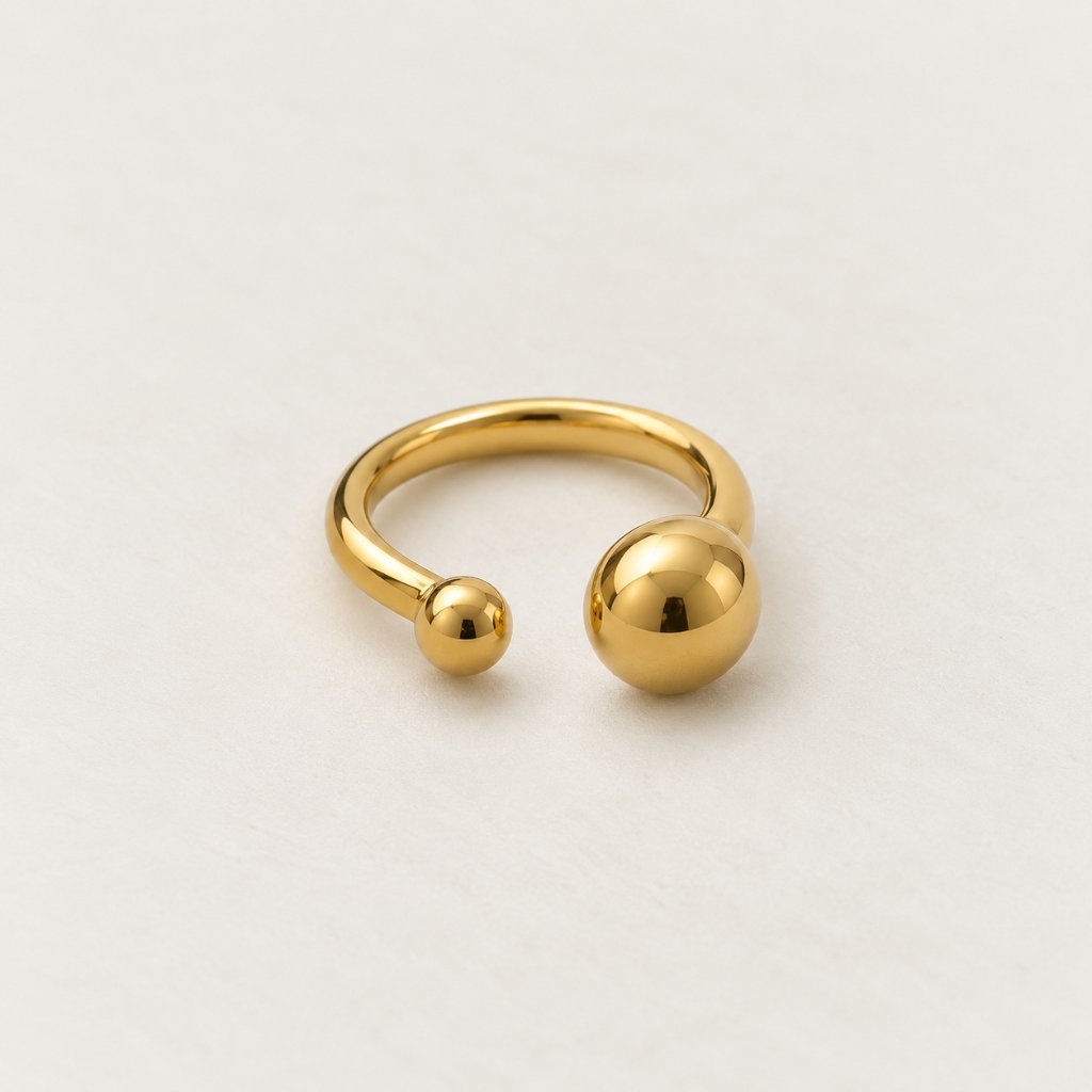 Louisë // Duo Sphere Ring - 18k Gold Plated Stainless Steel (Anti Karat)