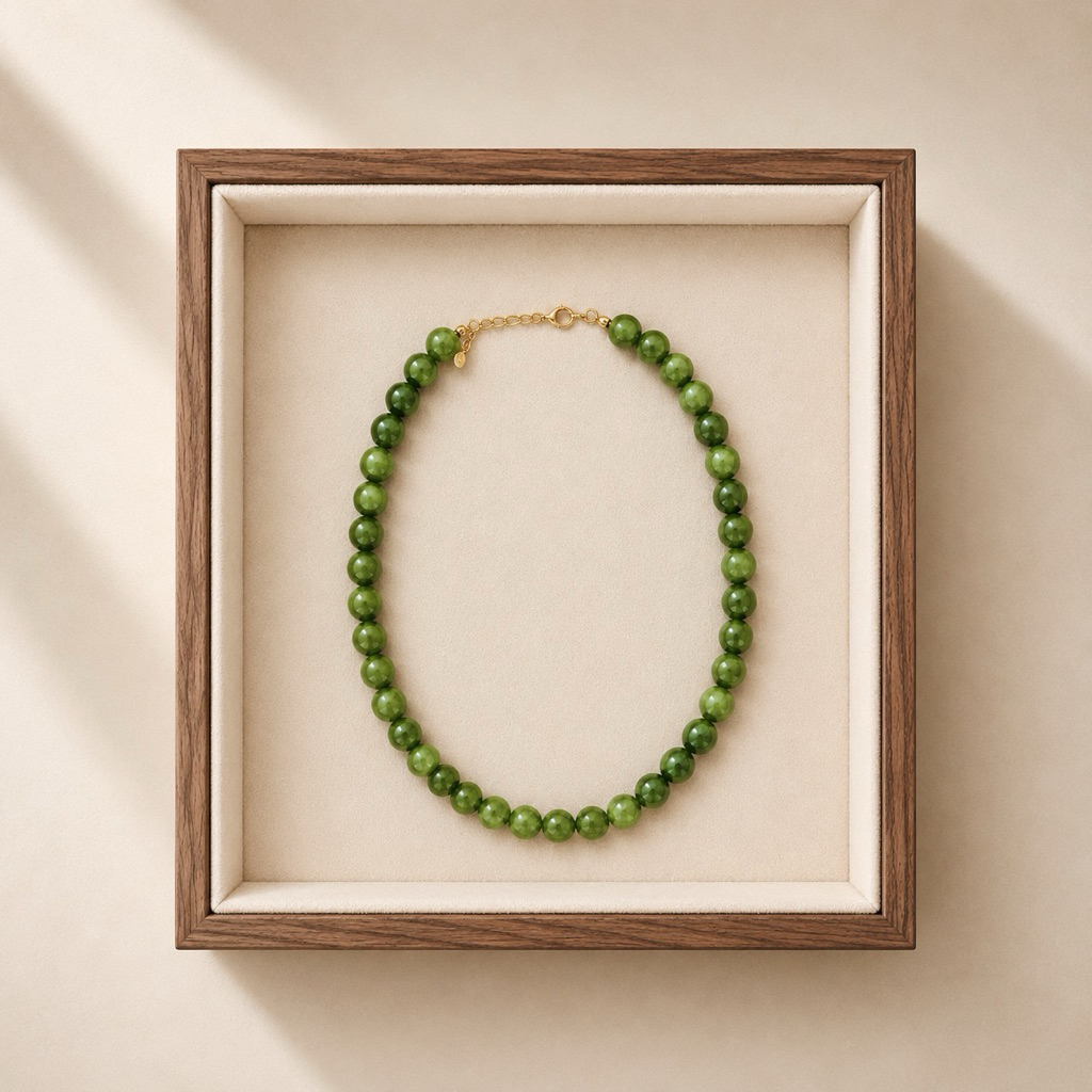 Louisë // Martini Beaded Statement Necklace - 18k Gold Plated Stainless Steel w/ Serpentine Stone (Anti Karat)
