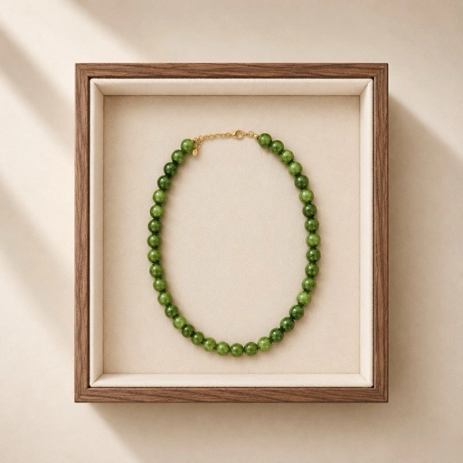 Louisë // Martini Beaded Statement Necklace - 18k Gold Plated Stainless Steel w/ Serpentine Stone (Anti Karat)