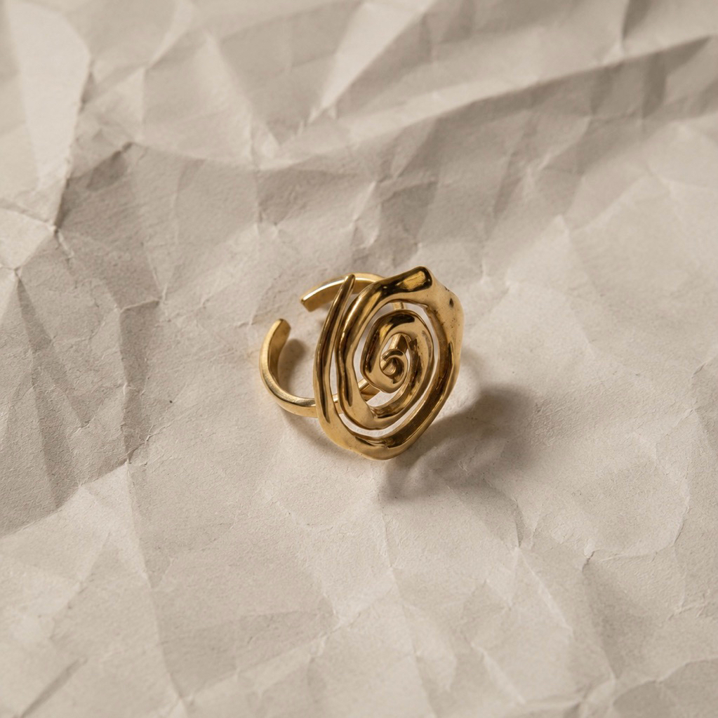 Louisë // Spiral Statement Ring - 18k Gold Plated Stainless Steel (Anti Karat)