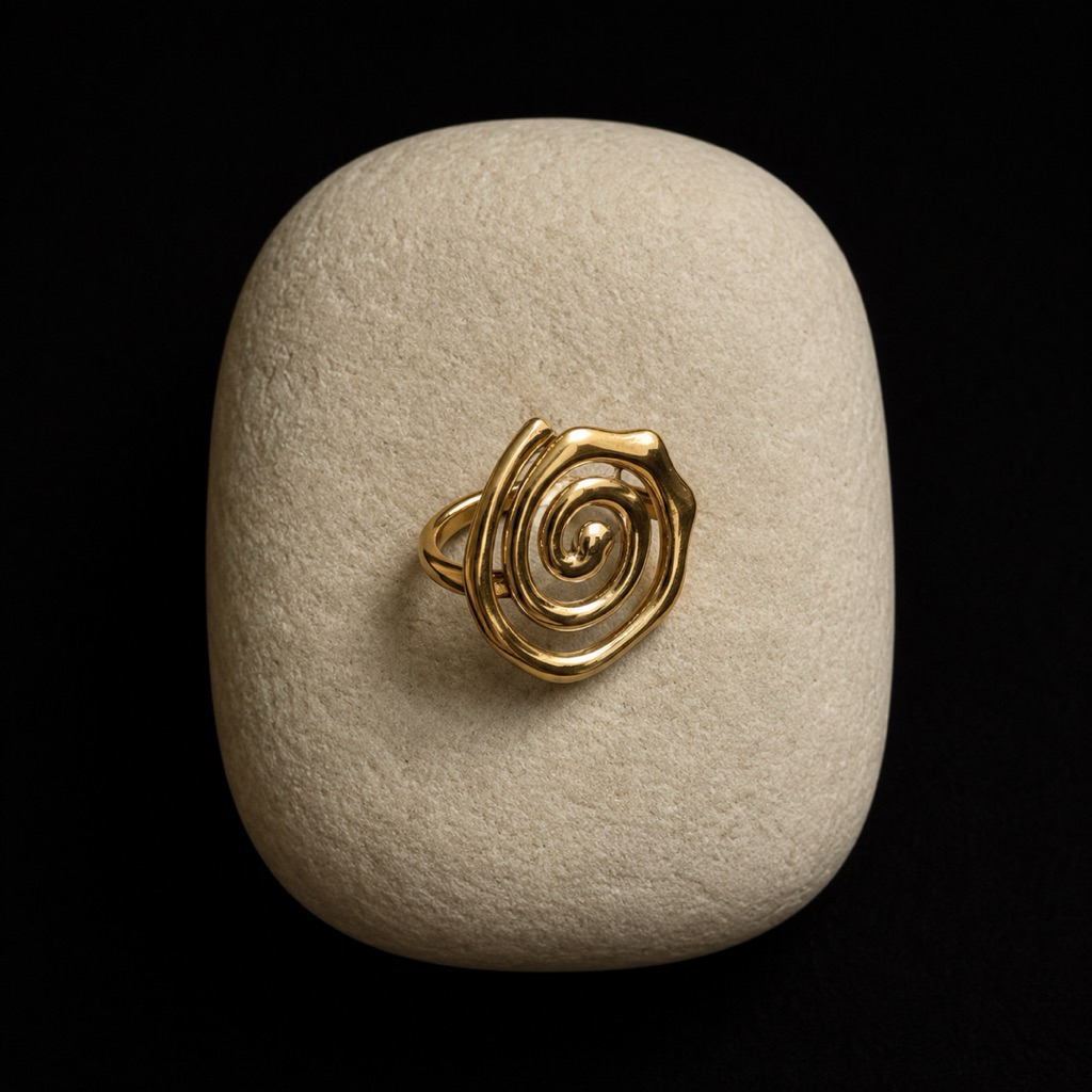Louisë // Spiral Statement Ring - 18k Gold Plated Stainless Steel (Anti Karat)