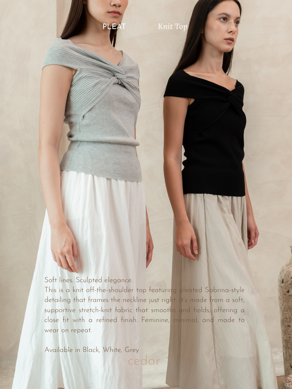 Pleat Sabrina Knit Top