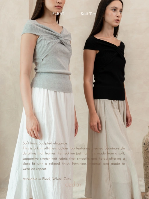 Image of Pleat Sabrina Knit Top