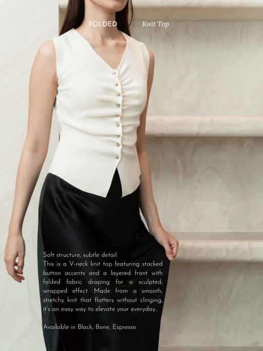 Image of Folded Buttons Knit Top