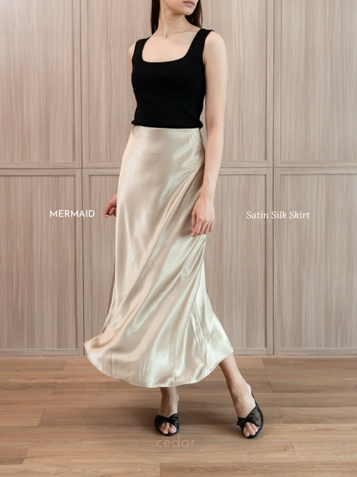 Image of Mermaid Satin Silk Skirt