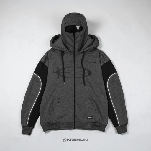 Image of KREMLIN Balaclava Zipper Hoodie Darkpoetic series - Misty Grey - Eclipse