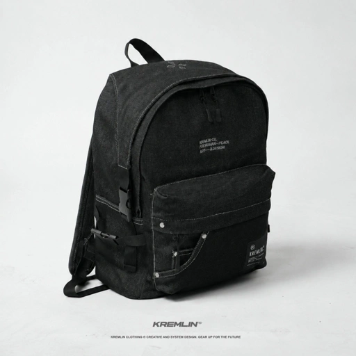 KREMLIN Tas Ransel Raw Denim Backpack Black - JADIOR