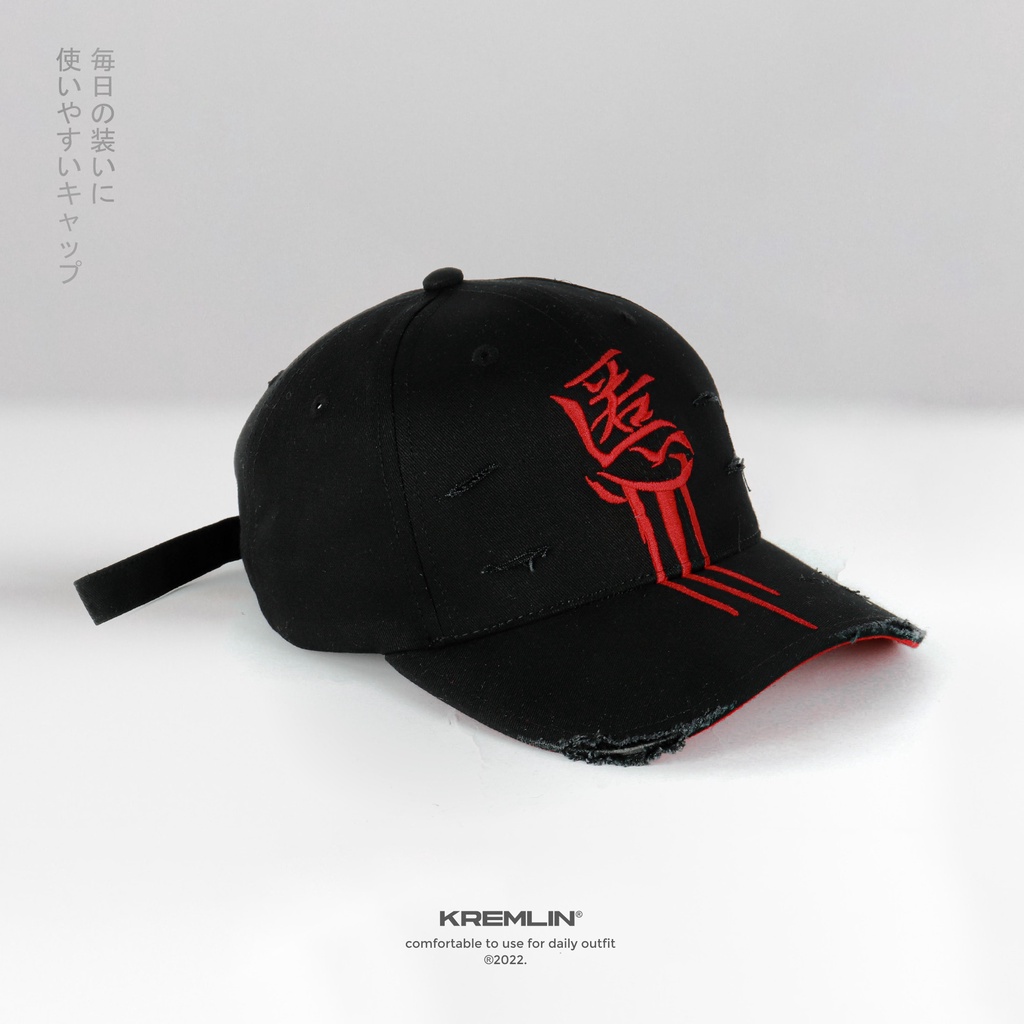 Kremlin Topi Ripped Polo Cap Black - Akuma