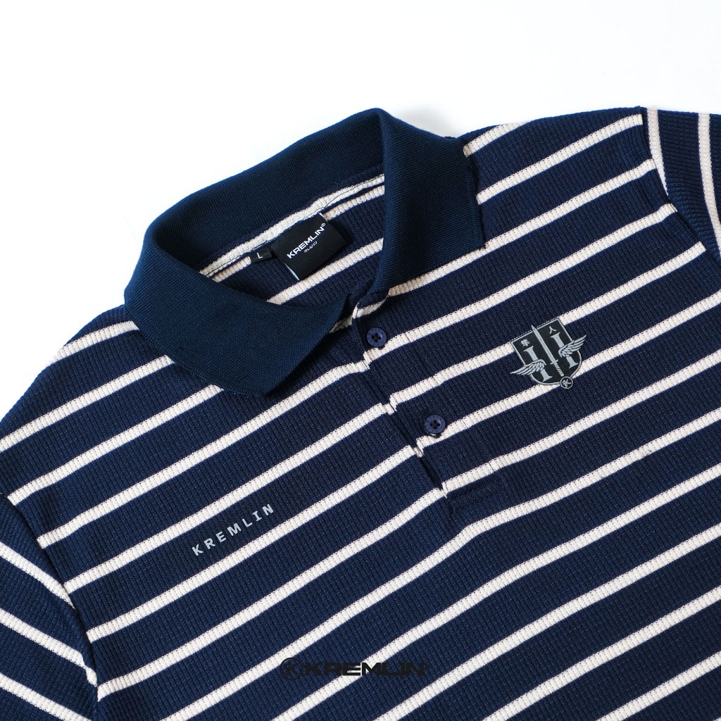 KREMLIN Waffle Polo Pinstripe shirt Navy - Hayto Clan