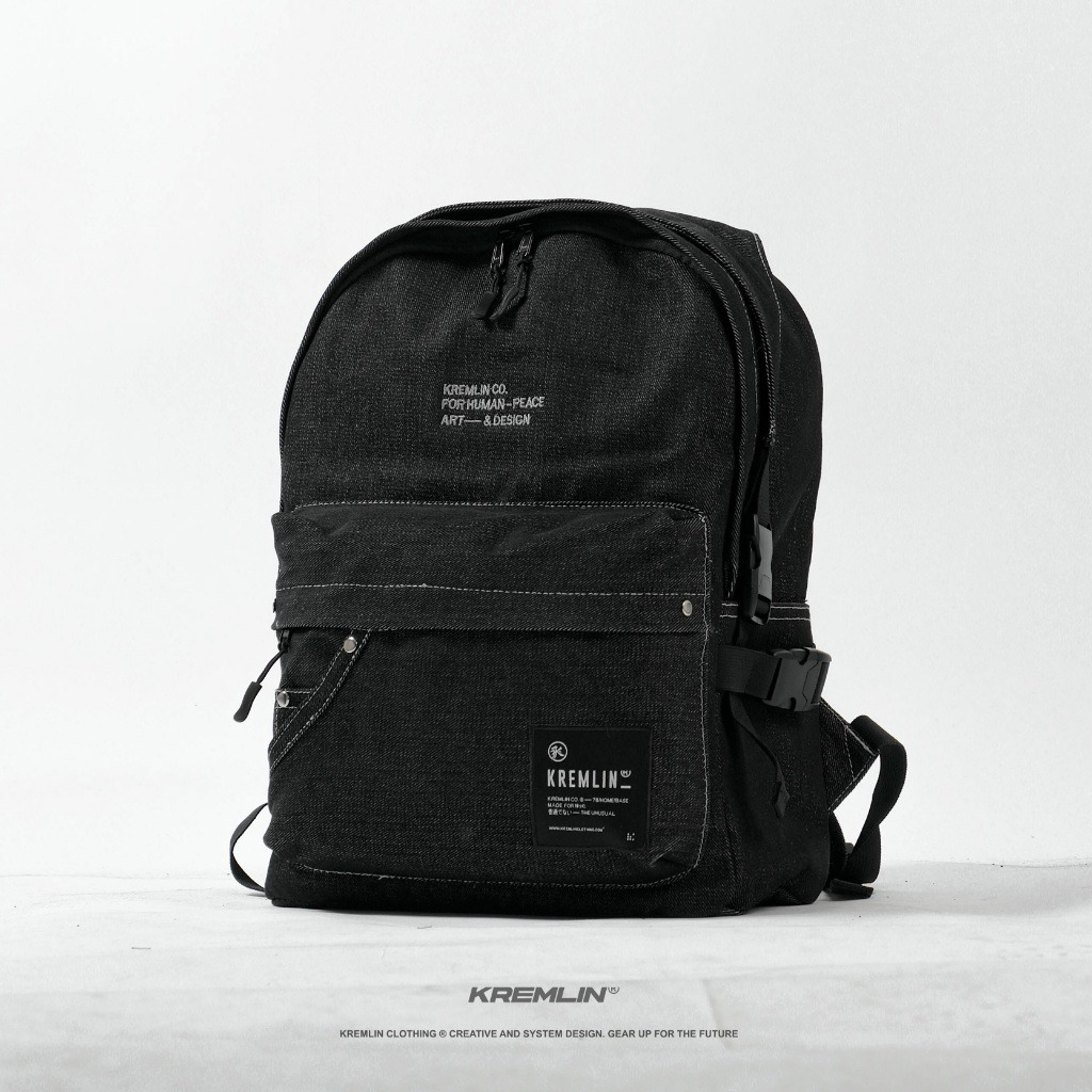 KREMLIN Tas Ransel Raw Denim Backpack Black - JADIOR