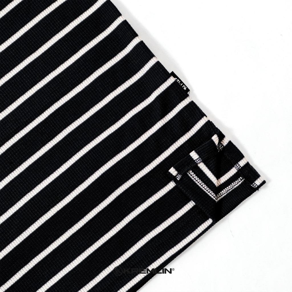KREMLIN Waffle Polo Pinstripe shirt Black - Koto Clan
