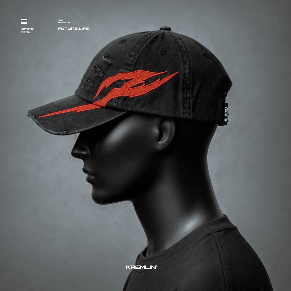 KREMLIN Topi Washed Raw Anime Insp Cap - Smoke Black Hat - FANG