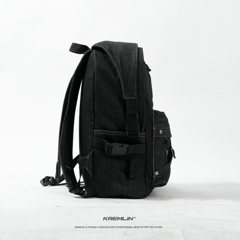 KREMLIN Tas Ransel Raw Denim Backpack Black - JADIOR