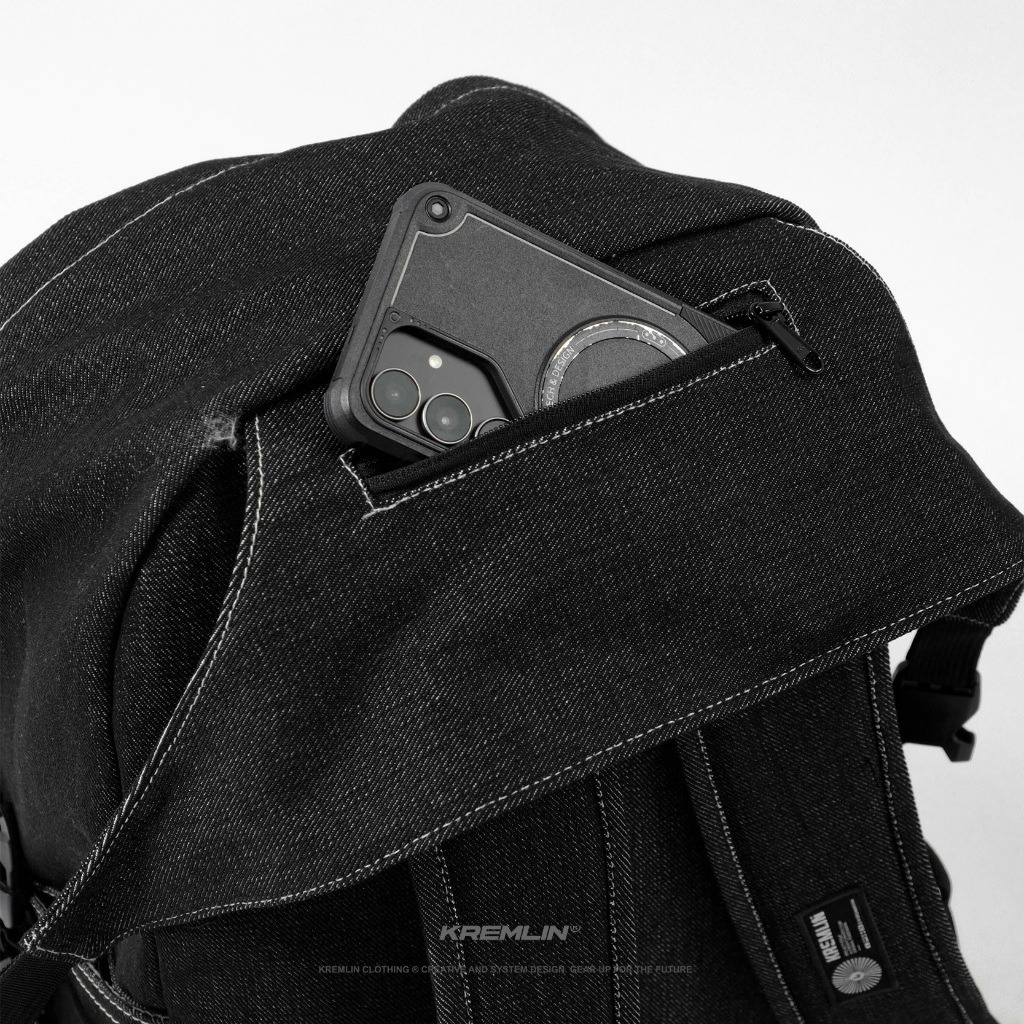 KREMLIN Tas Ransel Raw Denim Backpack Black - JADIOR