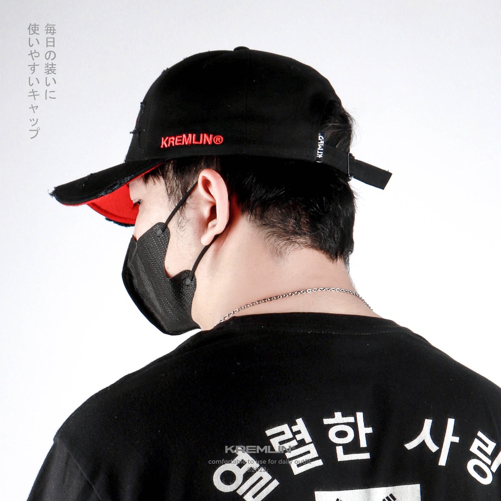 Kremlin Topi Ripped Polo Cap Black - Akuma