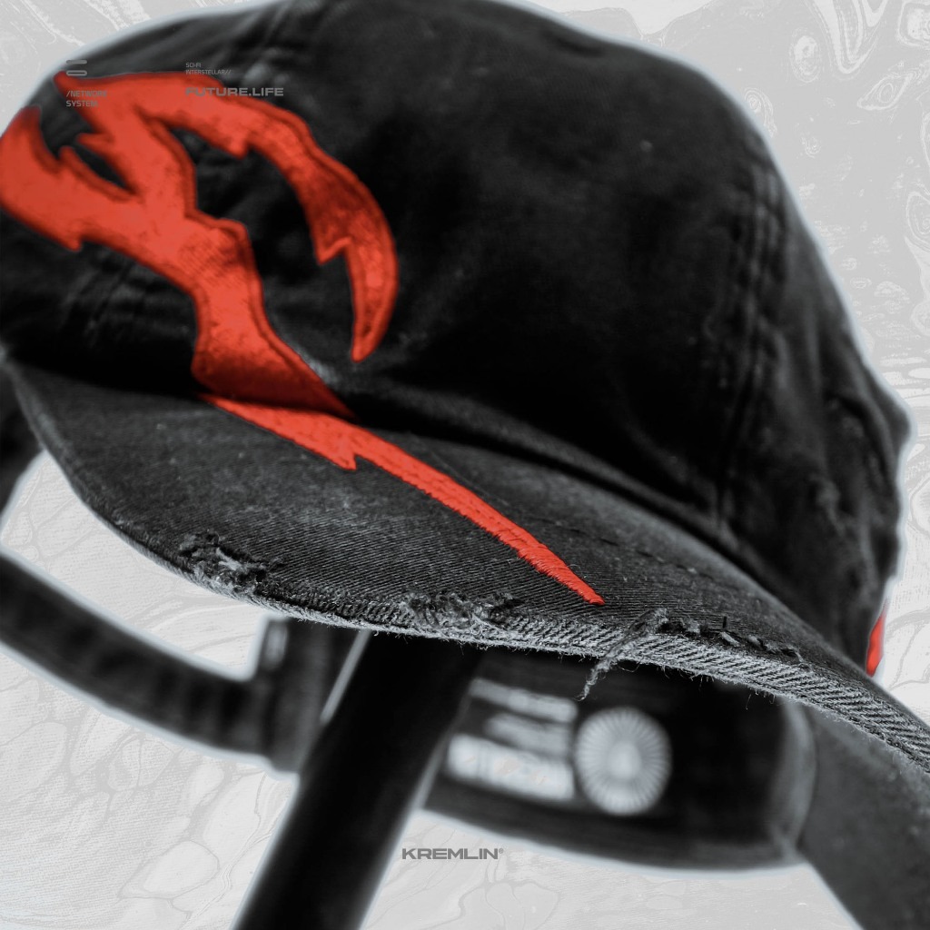 KREMLIN Topi Washed Raw Anime Insp Cap - Smoke Black Hat - FANG