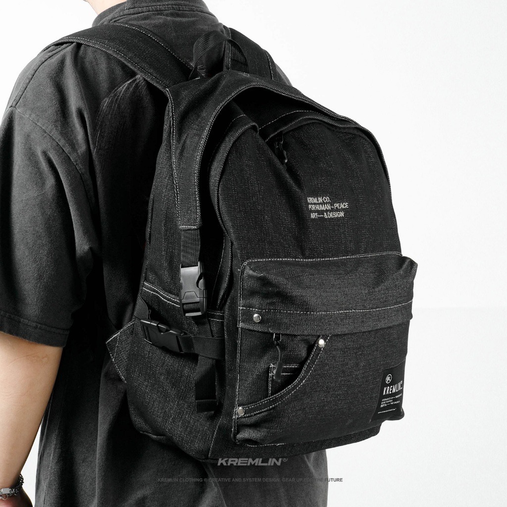 KREMLIN Tas Ransel Raw Denim Backpack Black - JADIOR