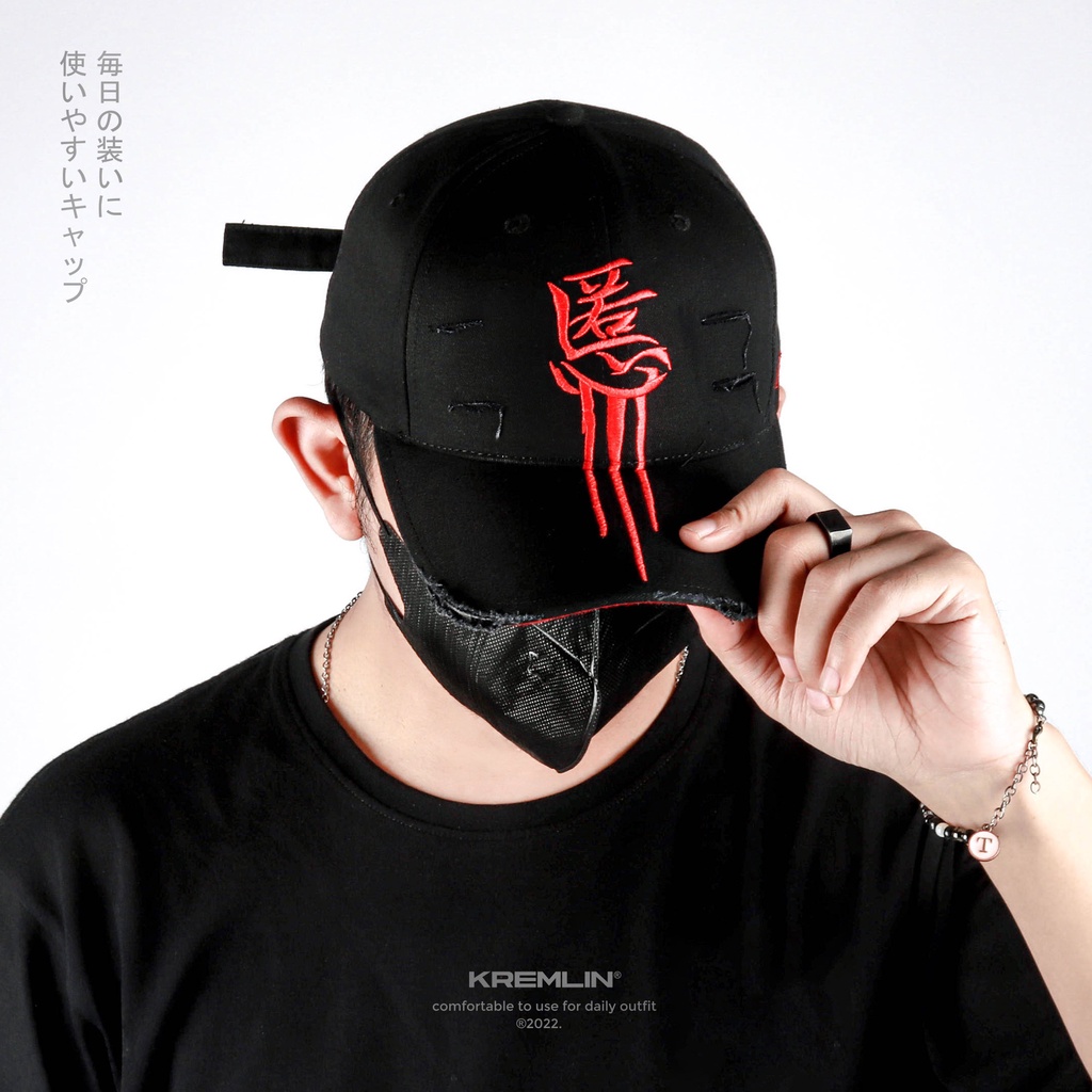 Kremlin Topi Ripped Polo Cap Black - Akuma