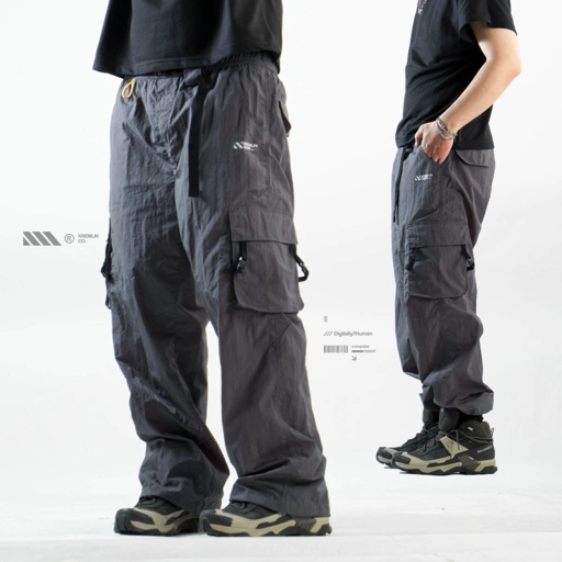 Image of KREMLIN Long Cargo Nylon Cringkle - Dark Grey - Chronos