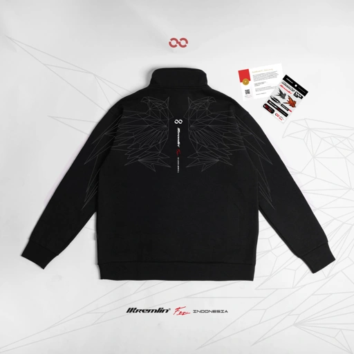 Image of KREMLIN Half Zip Crewneck Limited series Infinity Freedom Black - SAKA