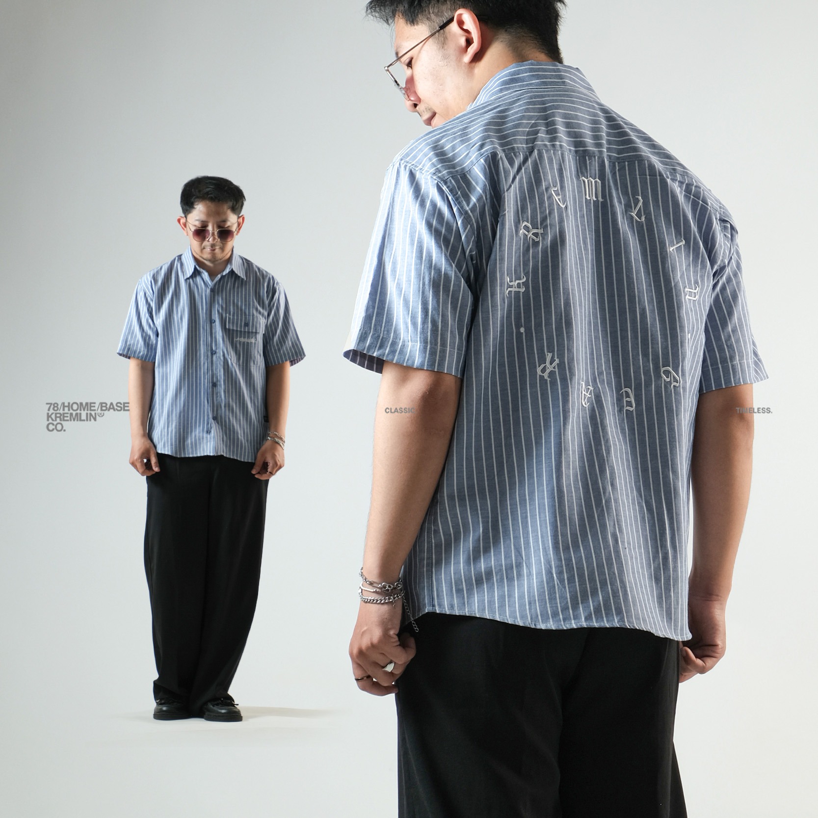 KREMLIN Shirt Kemeja Salur Pinstripe - Regular - EDO Blue