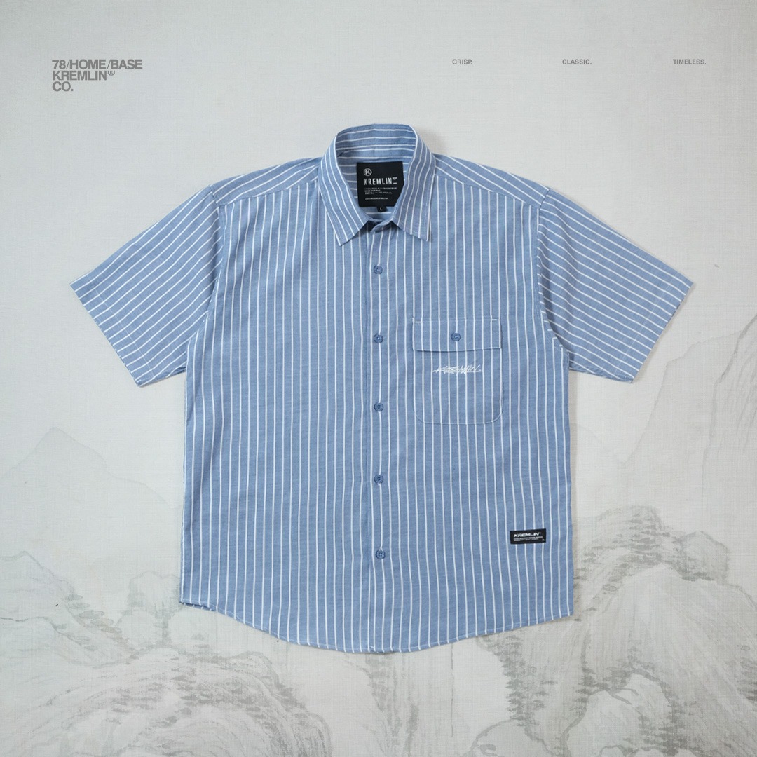 KREMLIN Shirt Kemeja Salur Pinstripe - Regular - EDO Blue