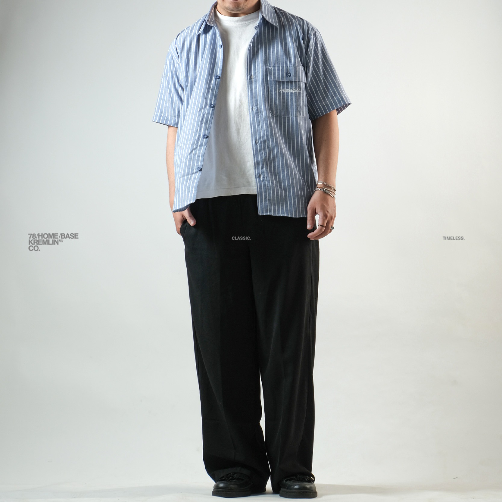 KREMLIN Shirt Kemeja Salur Pinstripe - Regular - EDO Blue