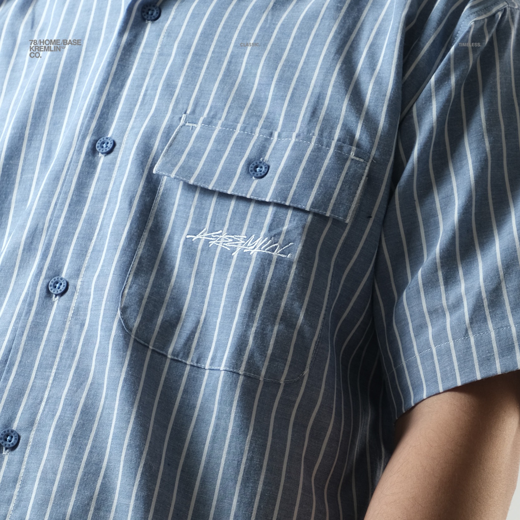 KREMLIN Shirt Kemeja Salur Pinstripe - Regular - EDO Blue