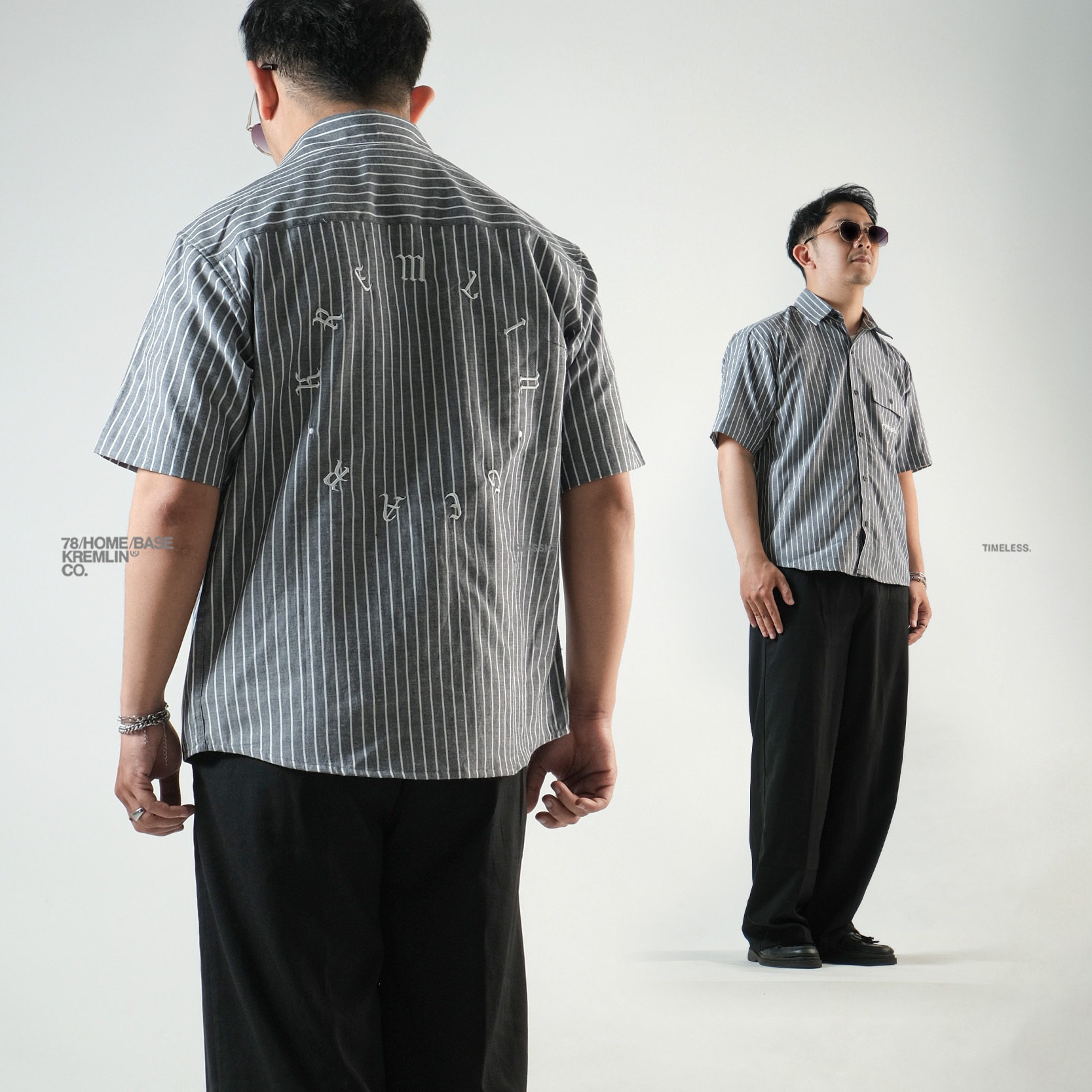 KREMLIN Shirt Kemeja Salur Pinstripe - Regular - EDO Black