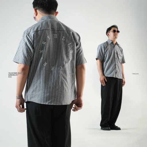 Image of KREMLIN Shirt Kemeja Salur Pinstripe - Regular - EDO Black