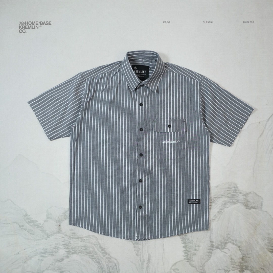 KREMLIN Shirt Kemeja Salur Pinstripe - Regular - EDO Black