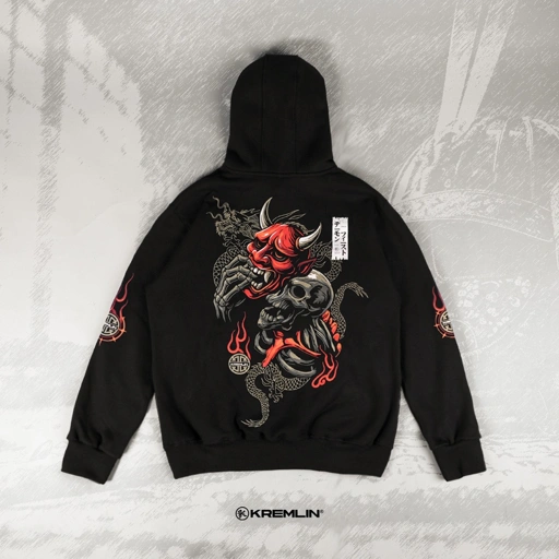 Image of KREMLIN Pullover Hoodie Mythology Revival Black - GRIMASK