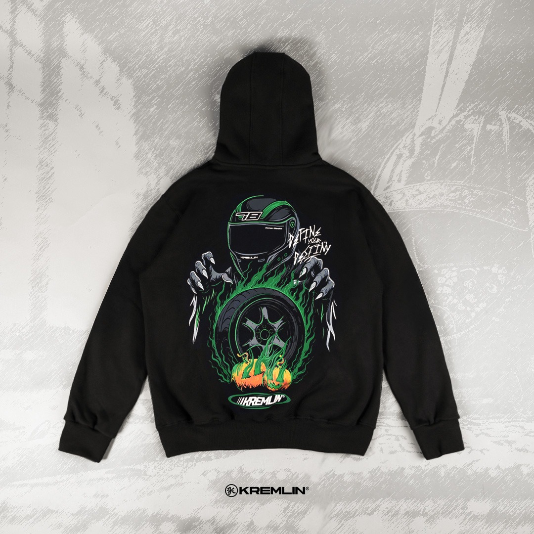 KREMLIN Zipper Hoodie Halloween Racing Black - PUMPKIN