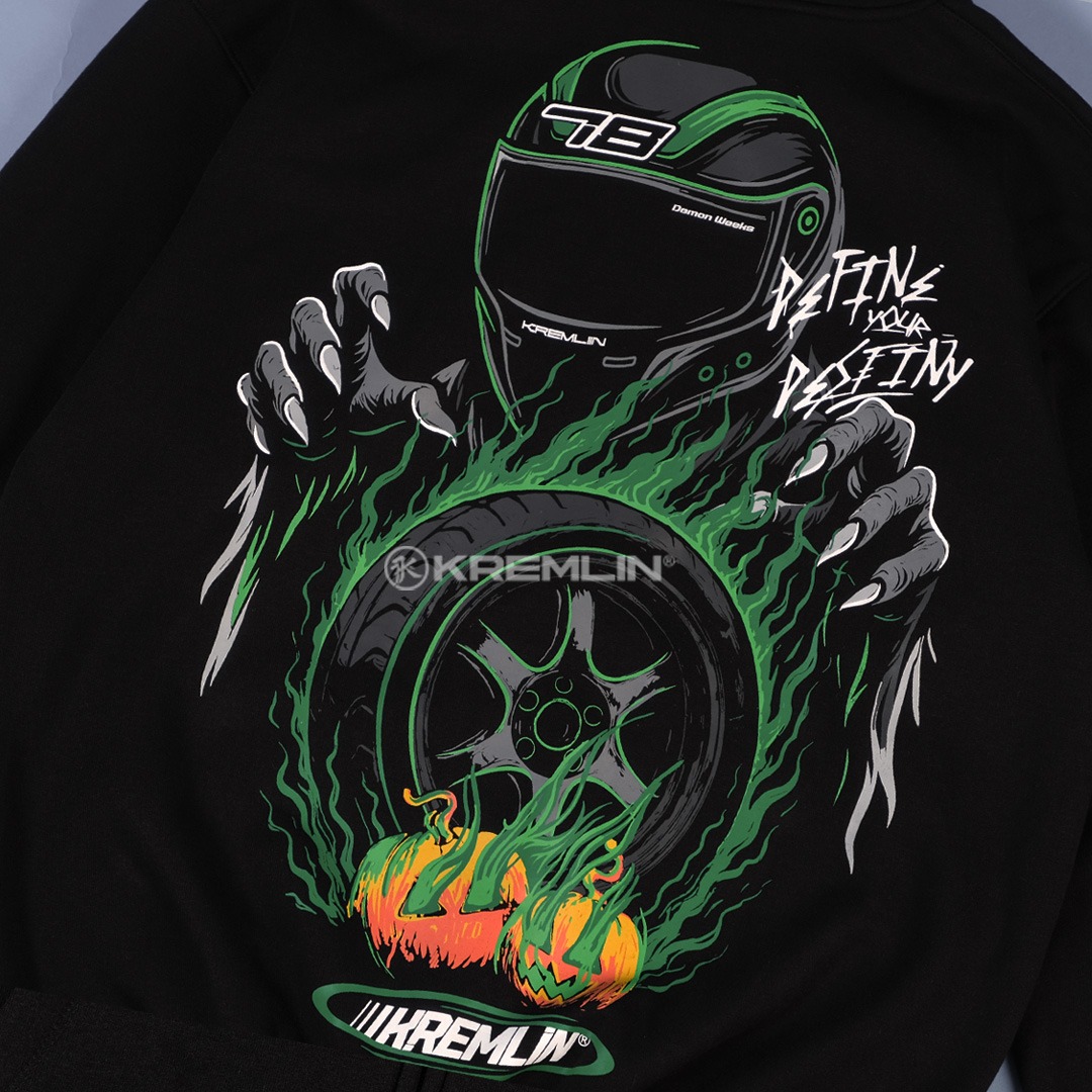 KREMLIN Zipper Hoodie Halloween Racing Black - PUMPKIN
