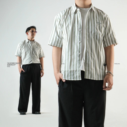 Image of KREMLIN Shirt Kemeja Salur Pinstripe Green - Regular - Lowkey
