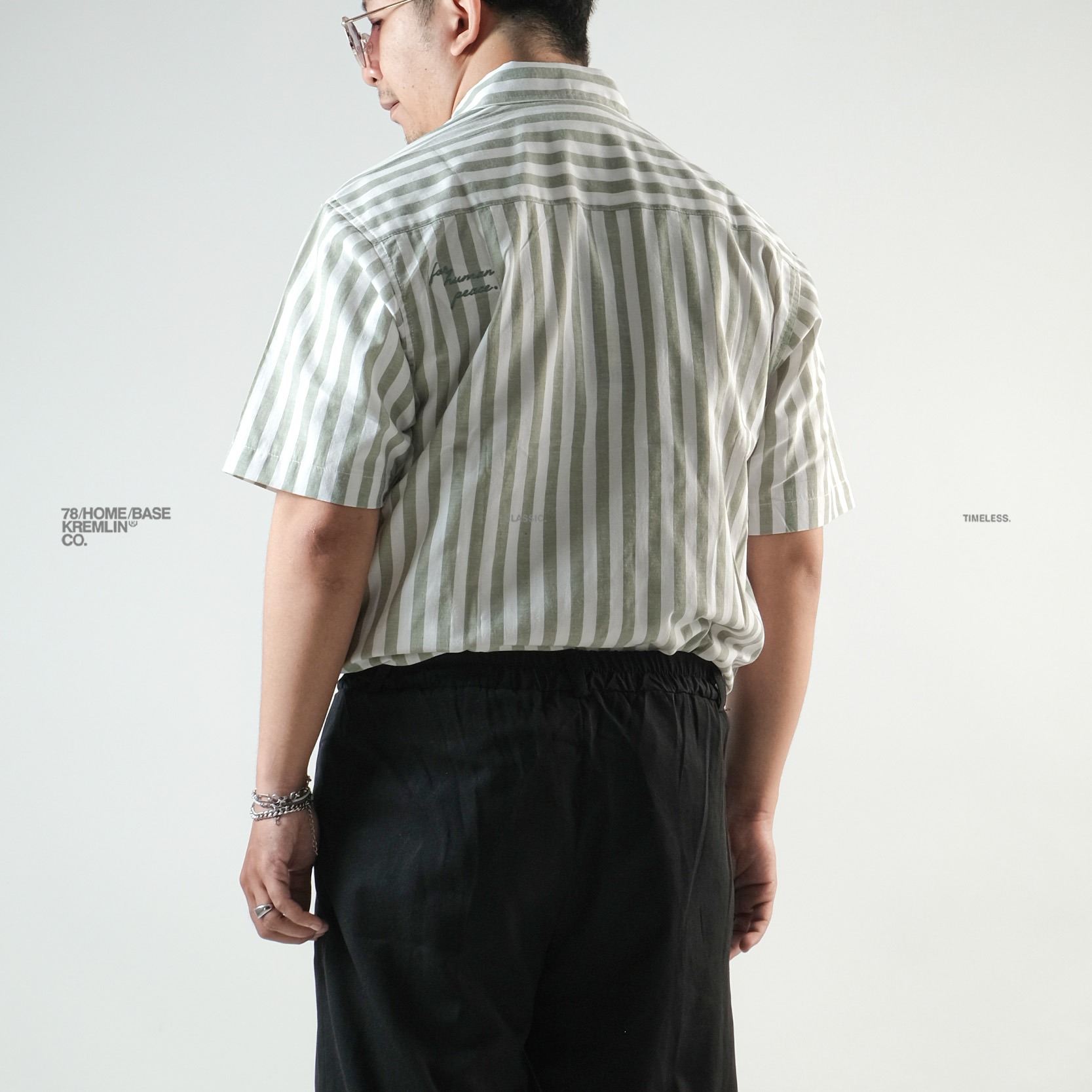 KREMLIN Shirt Kemeja Salur Pinstripe Green - Regular - Lowkey