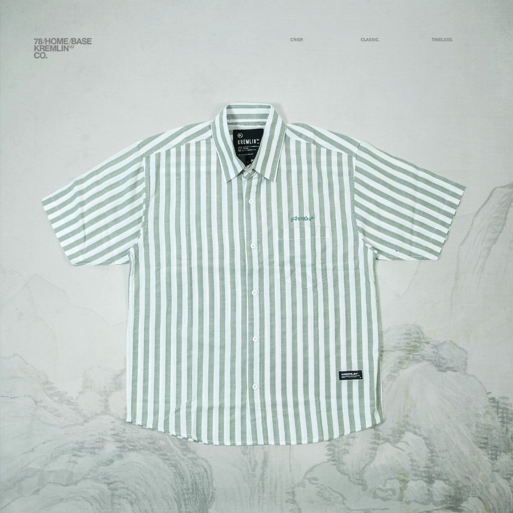 KREMLIN Shirt Kemeja Salur Pinstripe Green - Regular - Lowkey