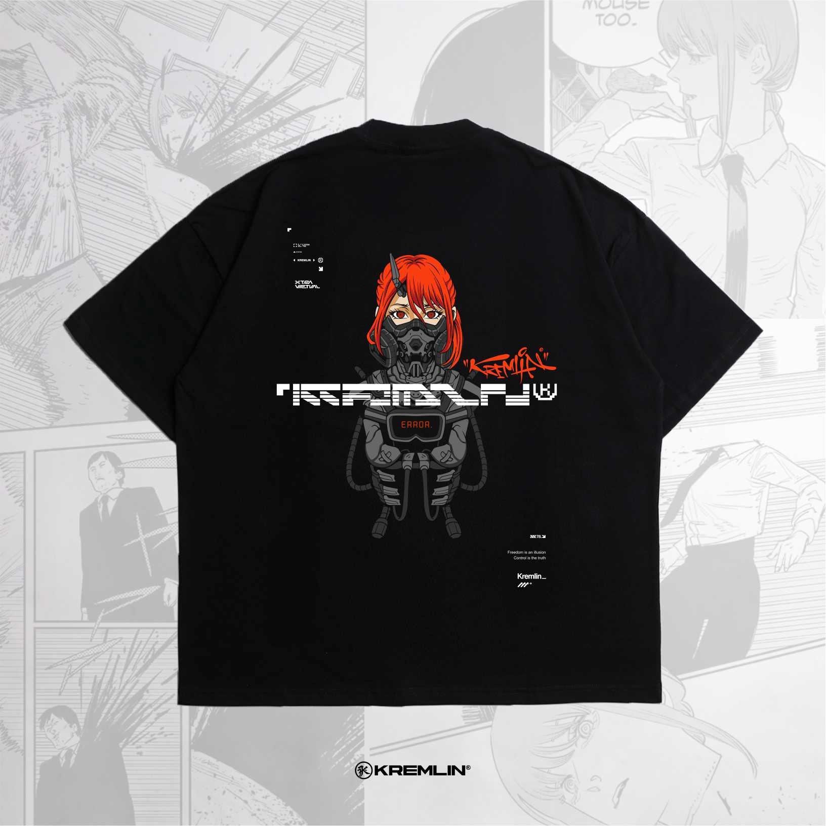 KREMLIN T-Shirt Oversized Fit Black - Anime xpremiental - Maxima
