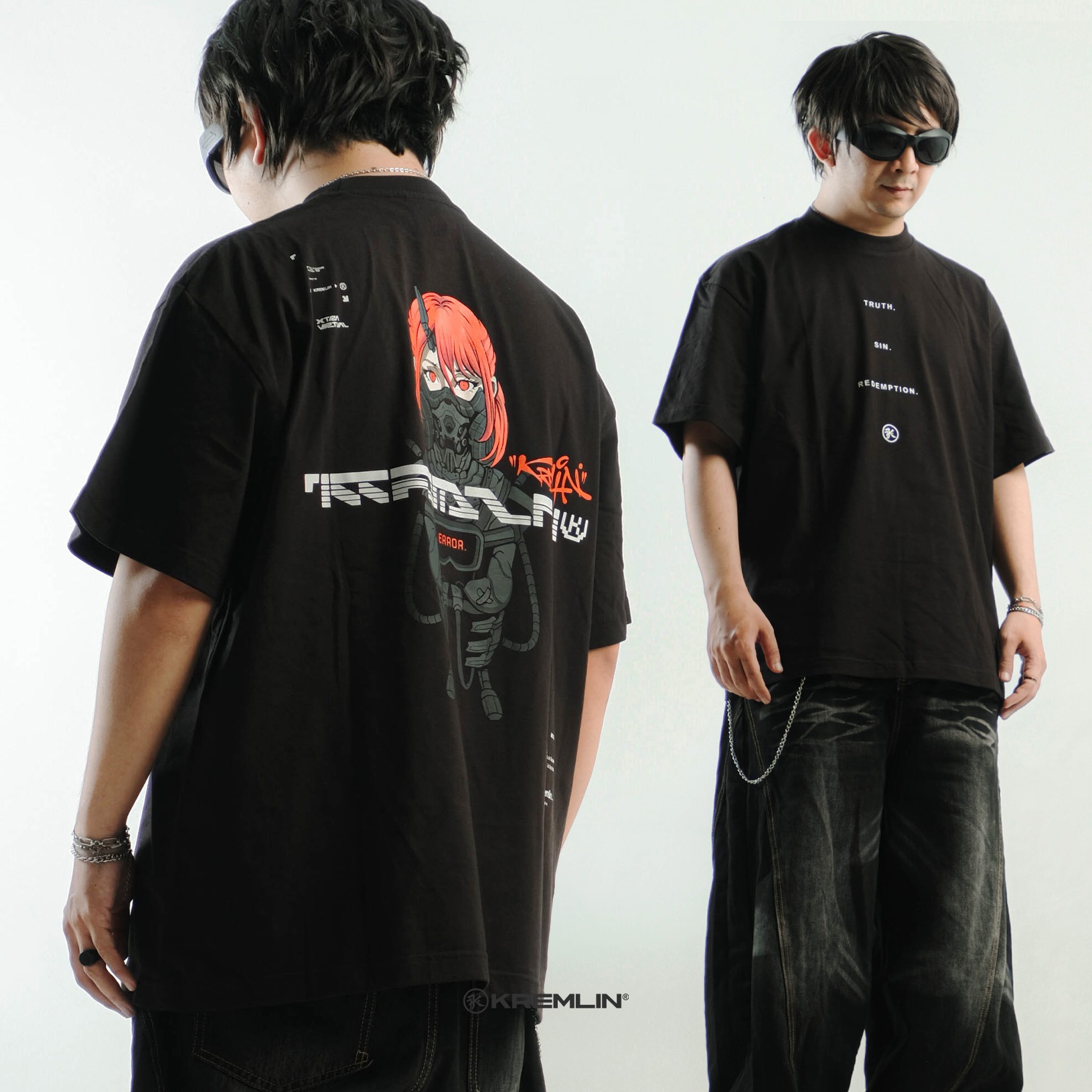 KREMLIN T-Shirt Oversized Fit Black - Anime xpremiental - Maxima