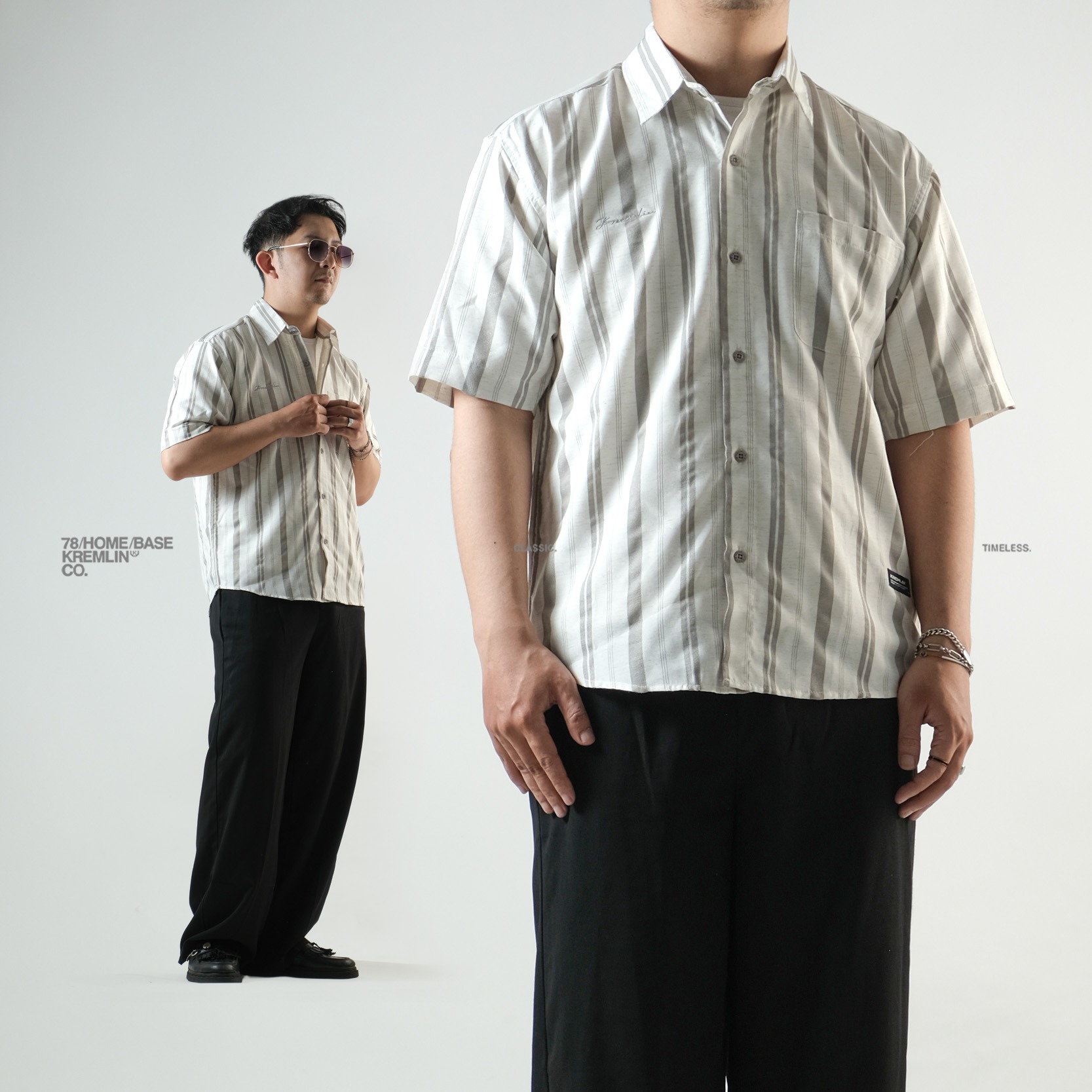 KREMLIN Shirt Kemeja Salur Pinstripe - Regular - Oasis Grey