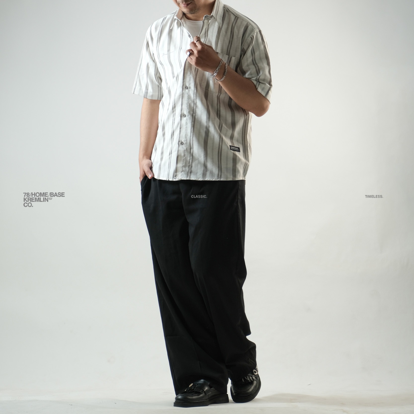 KREMLIN Shirt Kemeja Salur Pinstripe - Regular - Oasis Grey