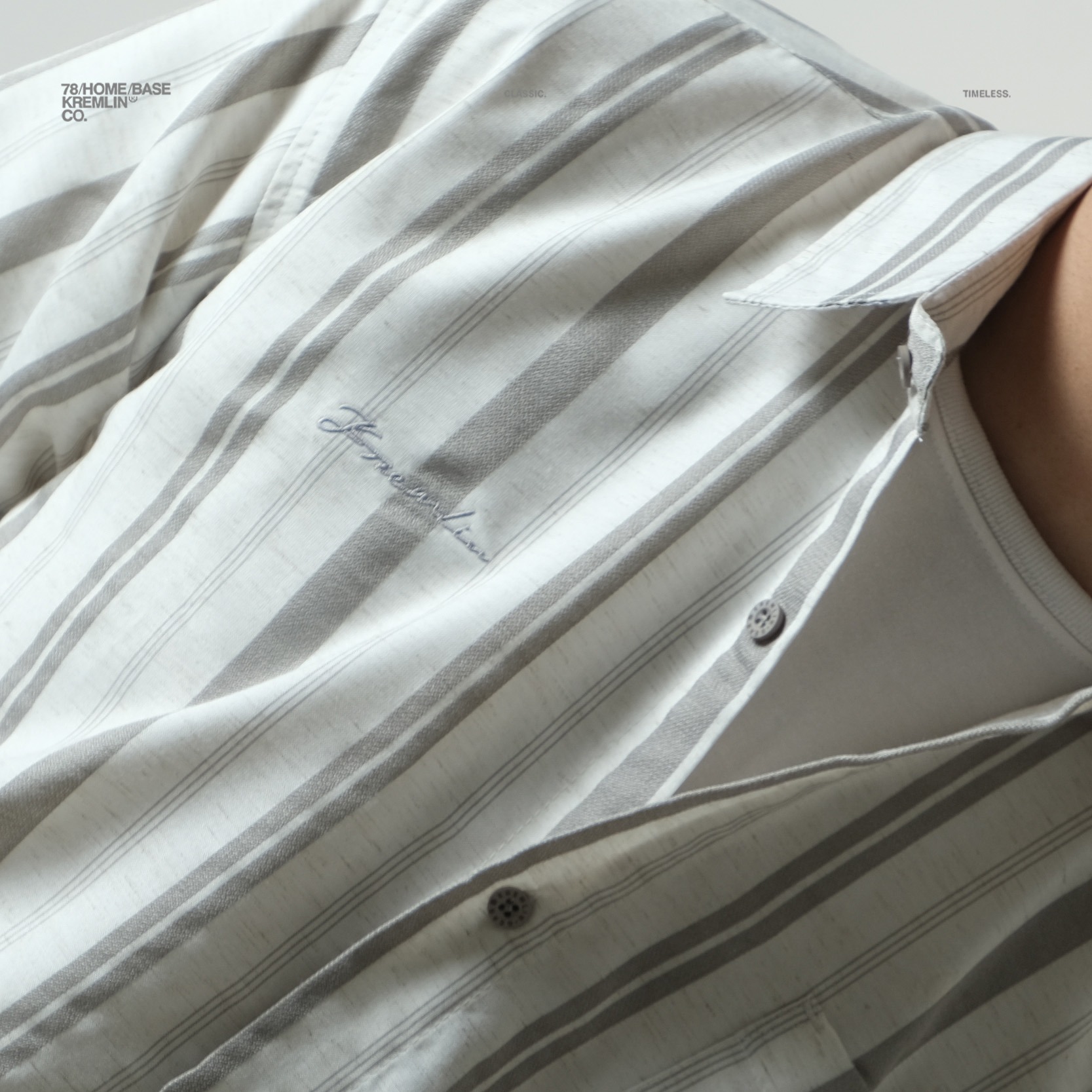 KREMLIN Shirt Kemeja Salur Pinstripe - Regular - Oasis Grey