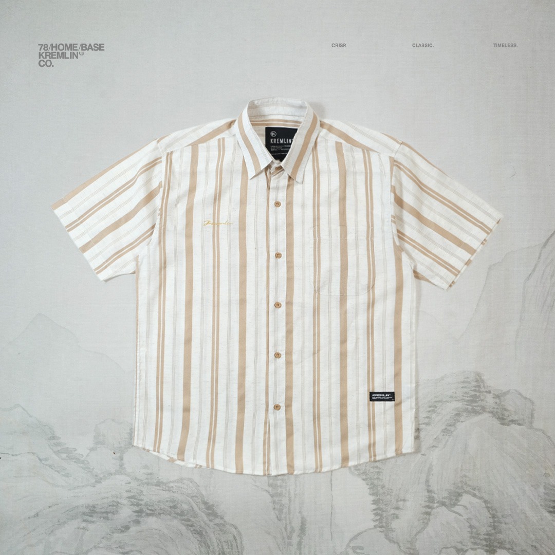 KREMLIN Shirt Kemeja Salur Pinstripe - Regular - Oasis Cream
